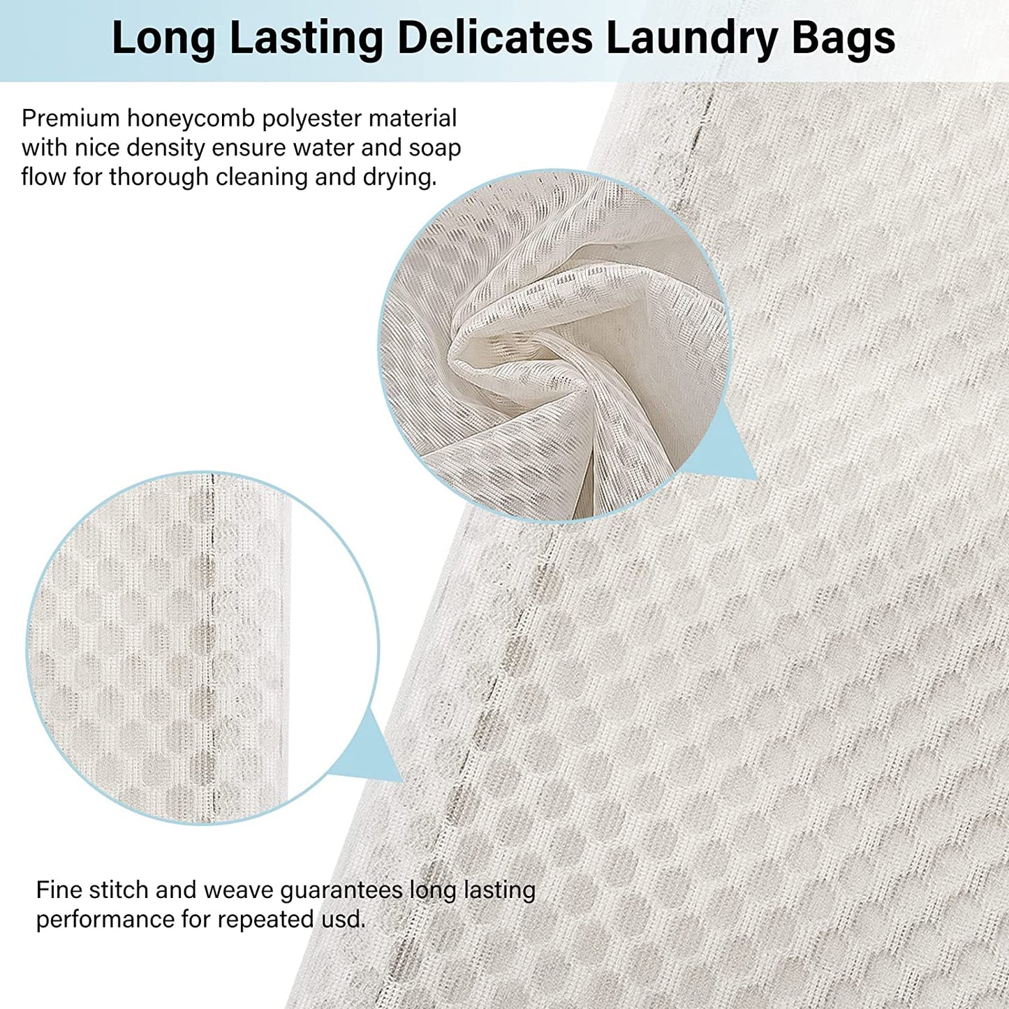 Delicates Wash Bags, Mesh Laundry Bags Zippered Washing Machine Fine Mesh Bag for Delicates Blouse, Hosiery, T-Shirt, Socks, Underwear, Bra, Lingerie Baby Clothes (3 SET)