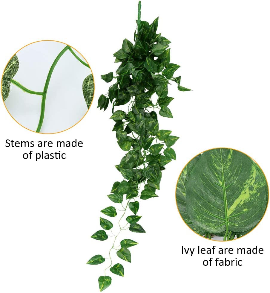 Artificial Ivy Garland,2Pcs Ivy Garland Fake Vine UV Resistant Greenery Leaves Fake Plants Hanging Vine Plant for Home Kitchen Garden Office Wedding Wall Decoration Indoor Outdoor