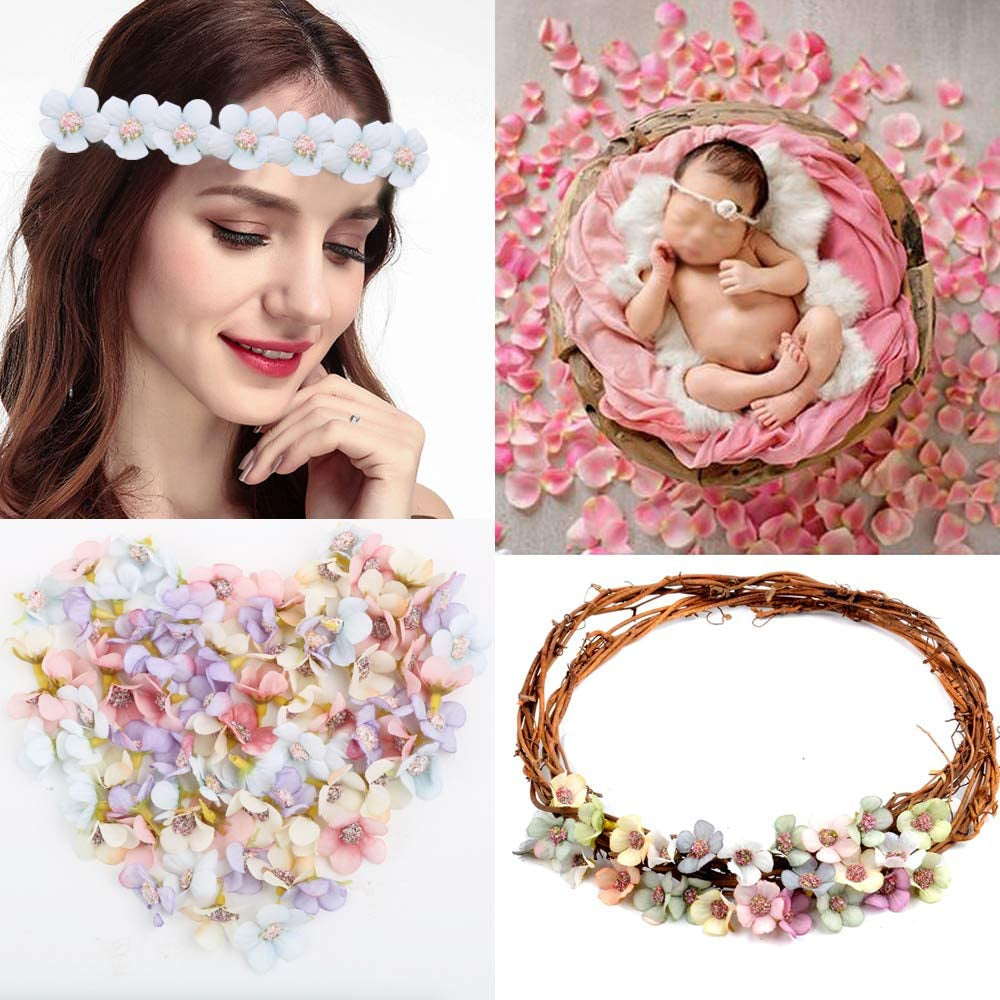 80Pcs Artificial Daisy Flower Heads Multicolor Small Silk Daisy Flowers Handmade DIY Flower Decorations for Home Wedding Wreath Scrapbooking Craft Accessories, 2Cm
