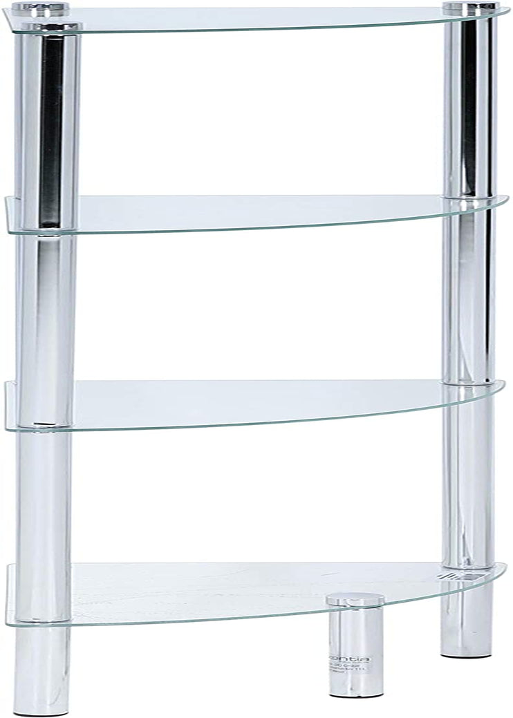 Solanio 282134 Standing Corner Shelf Rack Chrome-Plated 4 Glass Shelves 30X30X108 Cm