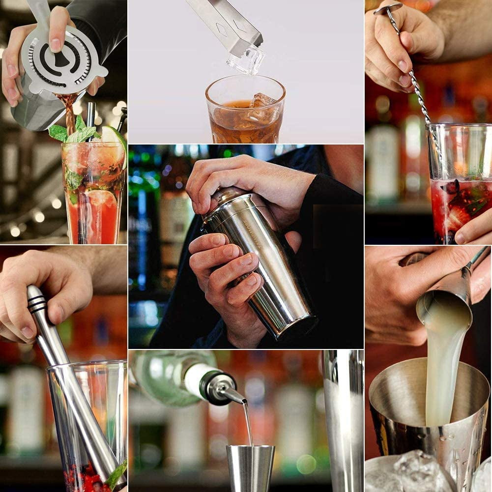 Cocktail Making Set, Cocktail Shaker Set 750Ml Stainless Steel Bar Tool Set Bartender Kit with Display Stand
