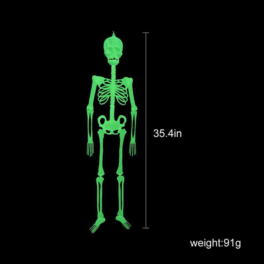 Halloween Hanging Luminous Skeleton Decorations - 2PCS 36Inch Full Body Glow-In-The-Dark Skeleton for Halloween Party Bar Wall Sticker Decorations Outdoor Yard Garden Hanging Ornaments Props
