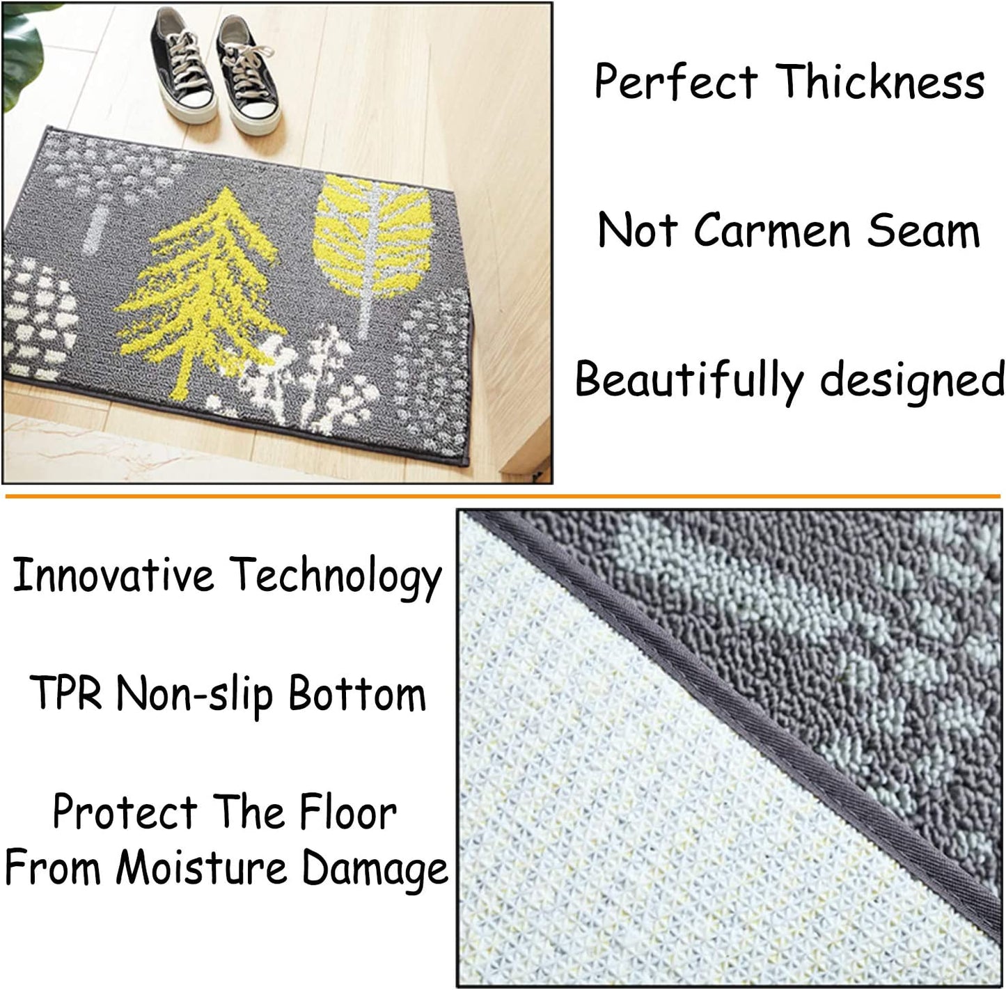 Indoor Door Mat Non Slip Absorbent Resist Dirt Entrance Rug Beautiful Autumn Harvest Indoor Doormat Machine Washable Barrier Mat Dirt Trapper Low-Profile inside Floor Door Mat Carpet 17.7" X 27.5"