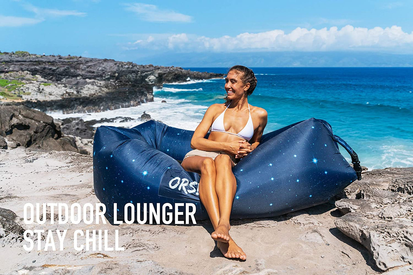 Inflatable Lounger Air Sofa, Inflatable Couch anti Leakage Camping Chair for Outdoor, Lakeside Portable Hommock with Compression Sacks Camping Accessories for Men and Women