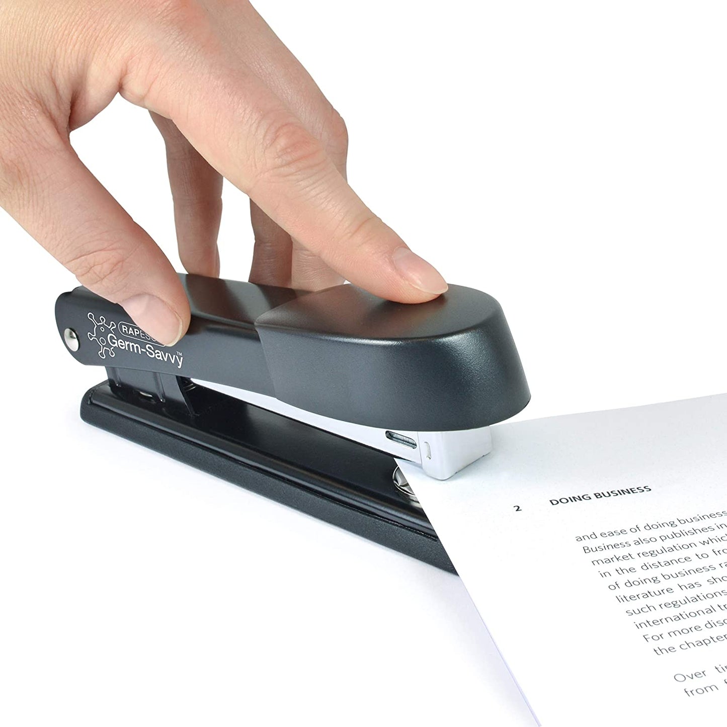1602 Germ-Savvy Antibacterial Marlin Stapler, 25 Sheet Capacity, Black & 2,000 X 26/6 Mm Staples