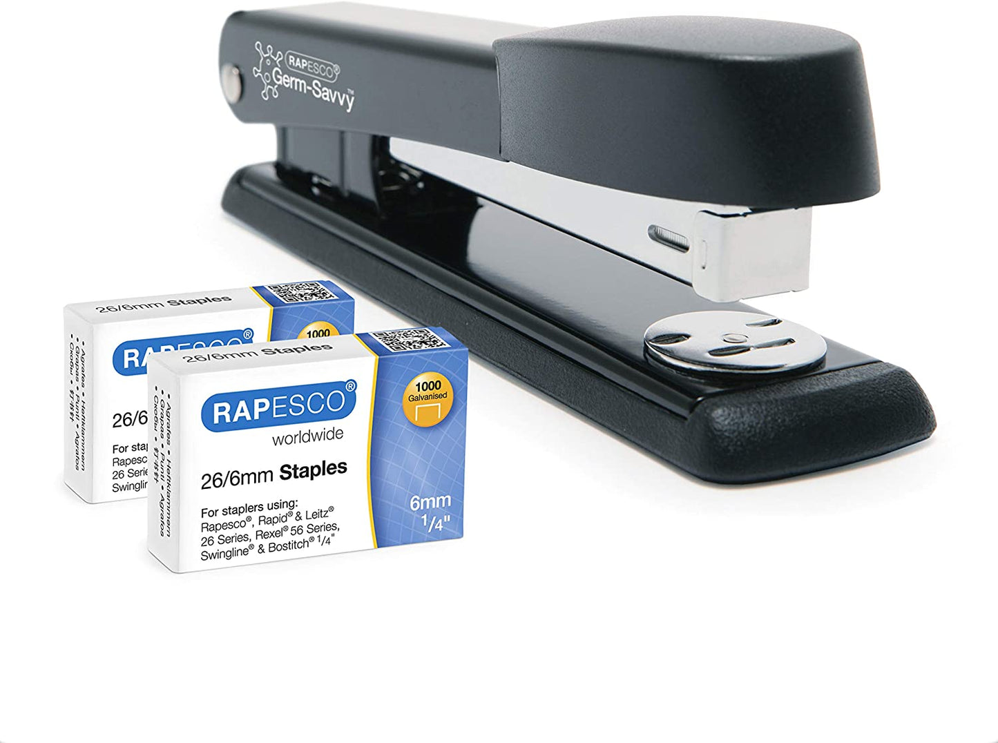 1602 Germ-Savvy Antibacterial Marlin Stapler, 25 Sheet Capacity, Black & 2,000 X 26/6 Mm Staples