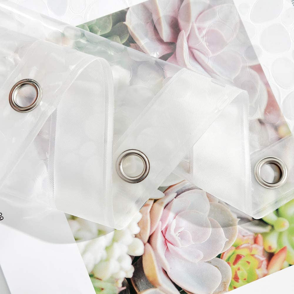 Shower Curtains Mould Proof Resistant, EVA Waterproof Heavy Duty Bathroom Curtains with 5 Magnets, 180 X 180 Cm, Cobblestone