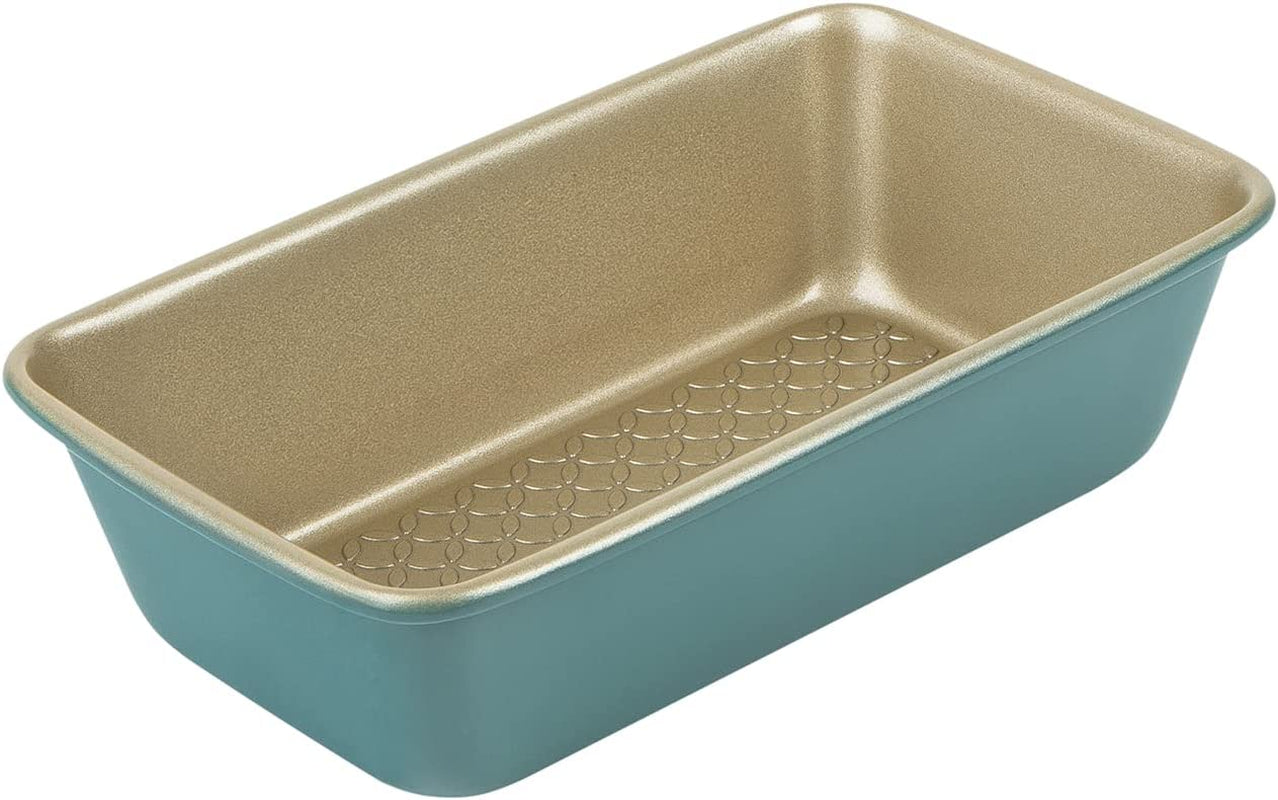 Prestige X Nadiya 9 Inch Loaf Tin - Non Stick Loaf Tins for Baking 23Cm X 13Cm, Dishwasher Safe Lightweight Steel Bakeware, Teal & Gold