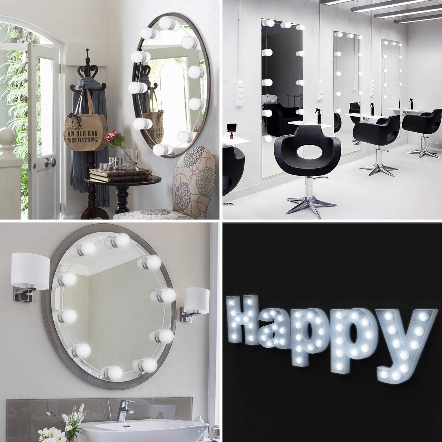 Vanity Mirror Lights Kits Hollywood Style LED Makeup Lights with 10 Dimmable Bulbs for Makeup Dressing Table with 5-Level Adjustable Brightness Touch Dimmer