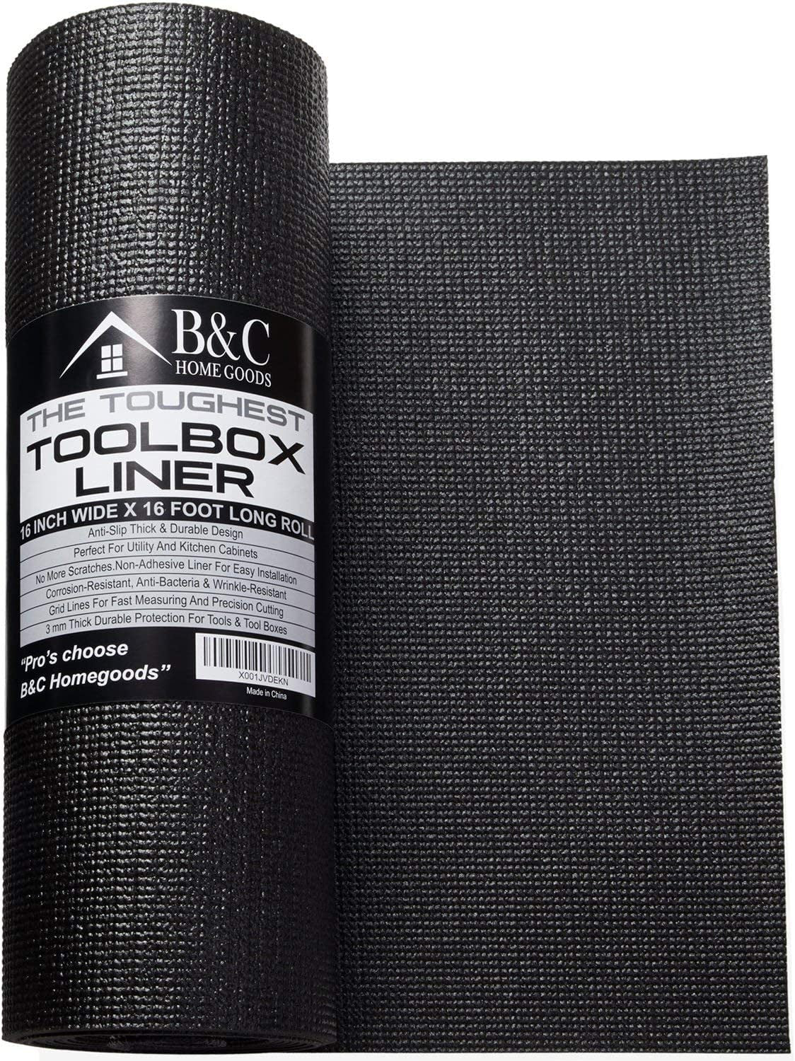Tool Box Liner - Drawer Liner W/ Black anti Slip Toolbox Matting - Box Liners to Protect Your Tools - Easily Adjustable to Fit Any Size