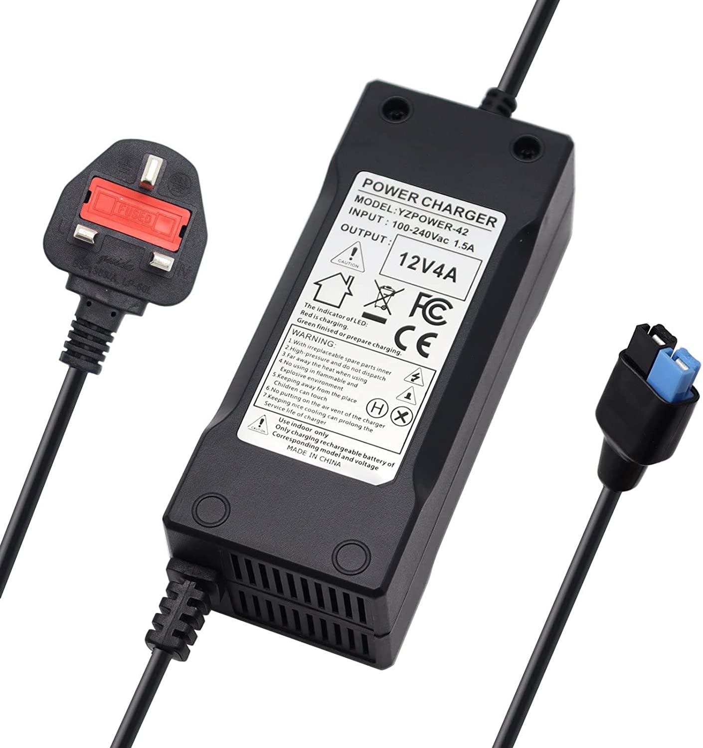 12 Volt 4 Amp Battery Charger for Motocaddy Golf Trolley 12.8V Lithium (Lifepo4) Batteries with Torberry/Anderson Blue/Black Connector