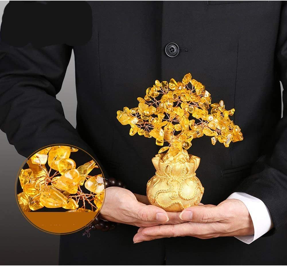 Feng Shui Money Tree Office Home Table Feng Shui Decoration Crystal Money Tree for Wealth and Good Luck