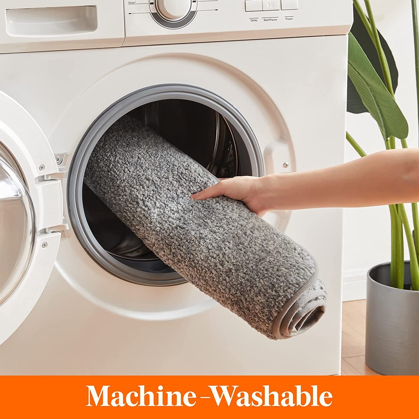 Indoor Doormat Super Absorbent Water Low Profile Mats Machine Washable Non Slip Rubber Entrance Rug for Front Door inside Dirt Trapper Mats Shoes Scraper, Grey, 90 X 60 Cm