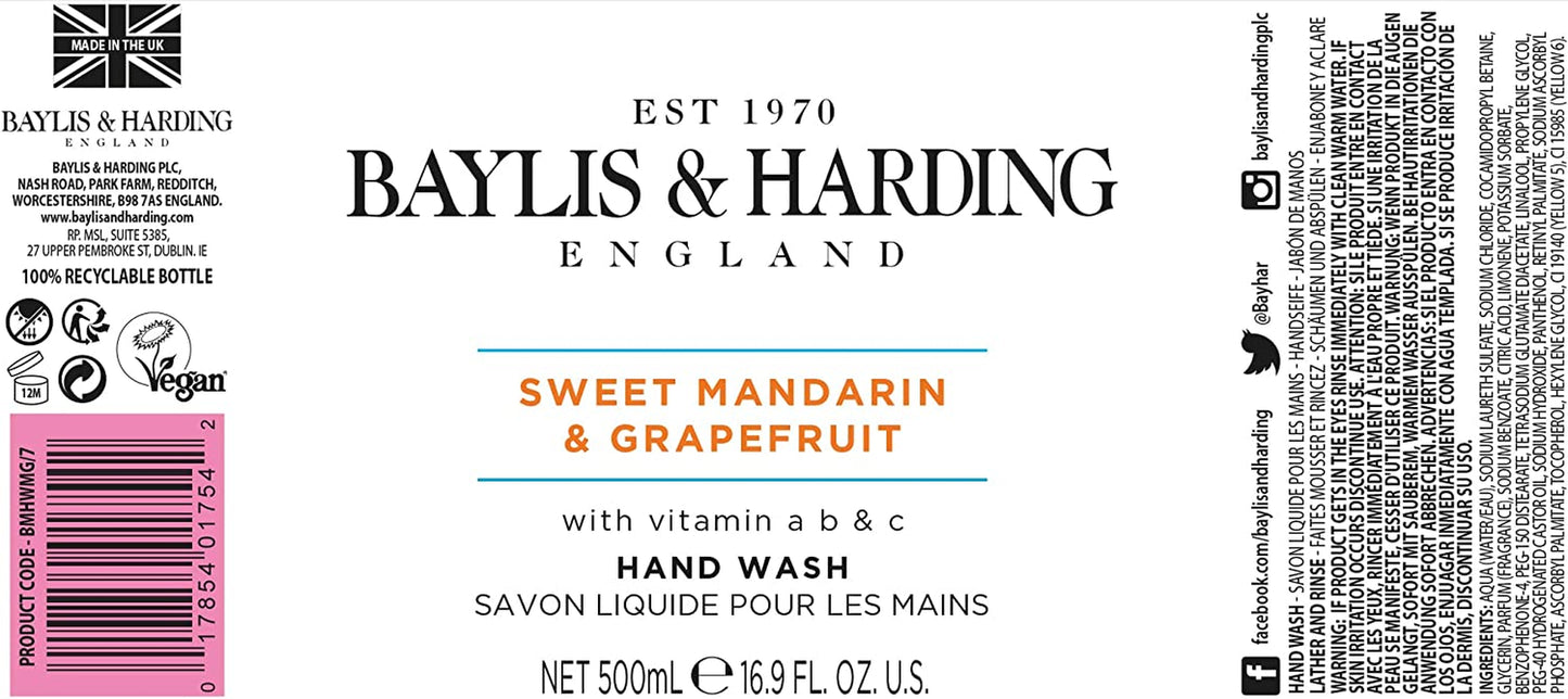 Sweet Mandarin and Grapefruit Hand Wash, 500 Ml, Pack of 3 (Packaging May Vary) - Vegan Friendly