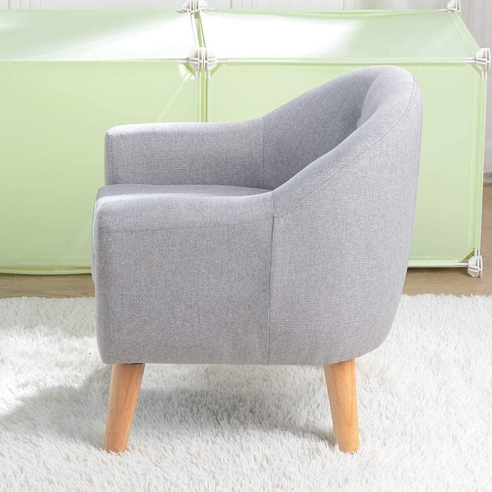 Single Linen Fabric Kids Armchair, Toddler Sofa and Couch with Wooden Legs, Gift for Children under 4 Years Old
