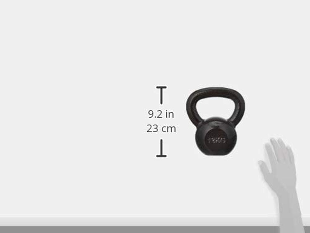 Cast-Iron Kettlebell with Textured and Painted Surface, Black, 12Kg / 26Lbs