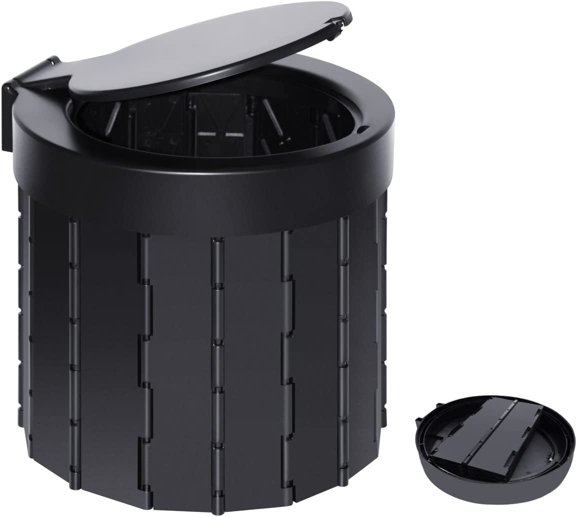 Portable Folding Toilet Travel Toilet Camping Toilet Porta Potty Car Toilet Bucket Toilet Portable Toilet for Camping/Boat/Hiking/Long Trips/Beach(Black)