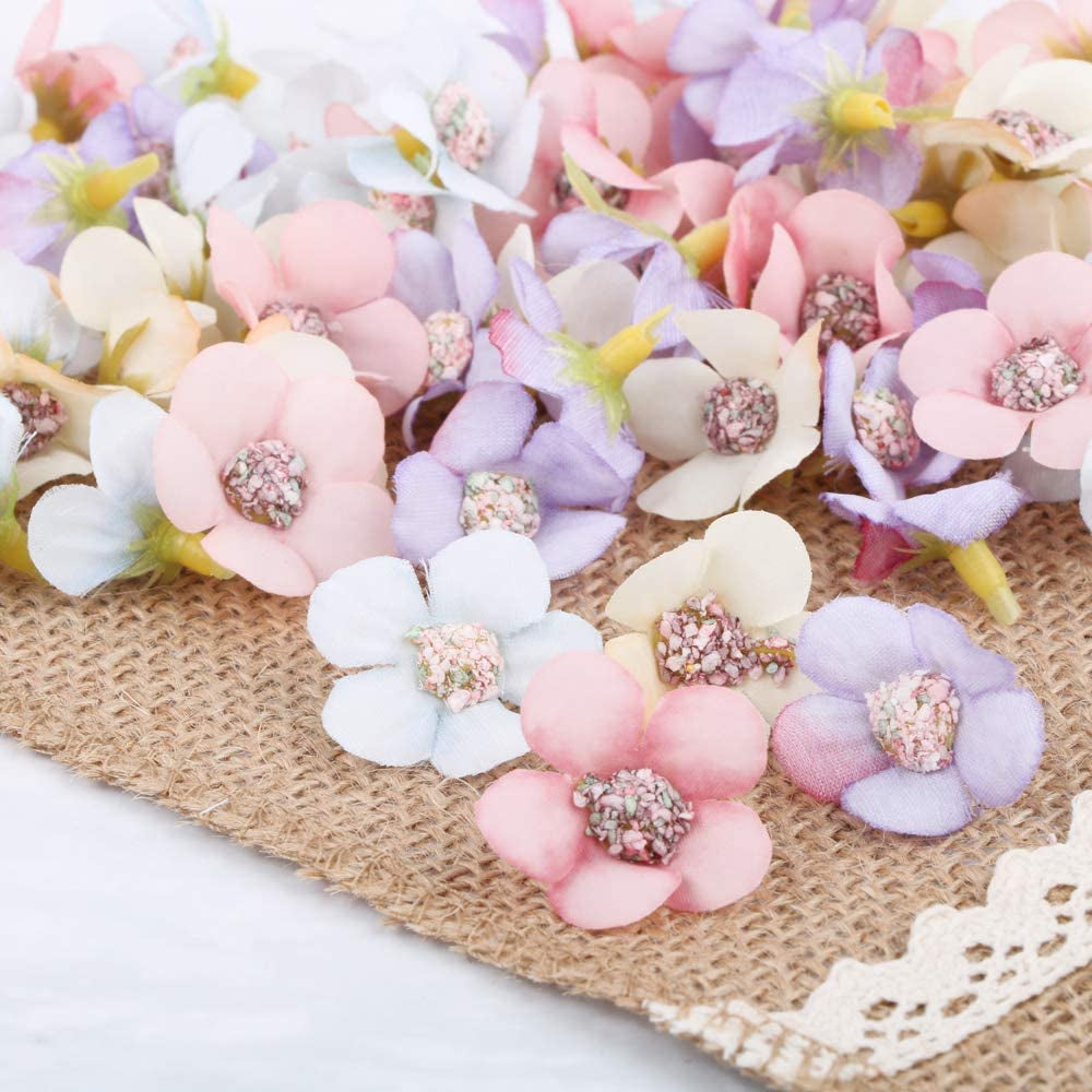 80Pcs Artificial Daisy Flower Heads Multicolor Small Silk Daisy Flowers Handmade DIY Flower Decorations for Home Wedding Wreath Scrapbooking Craft Accessories, 2Cm