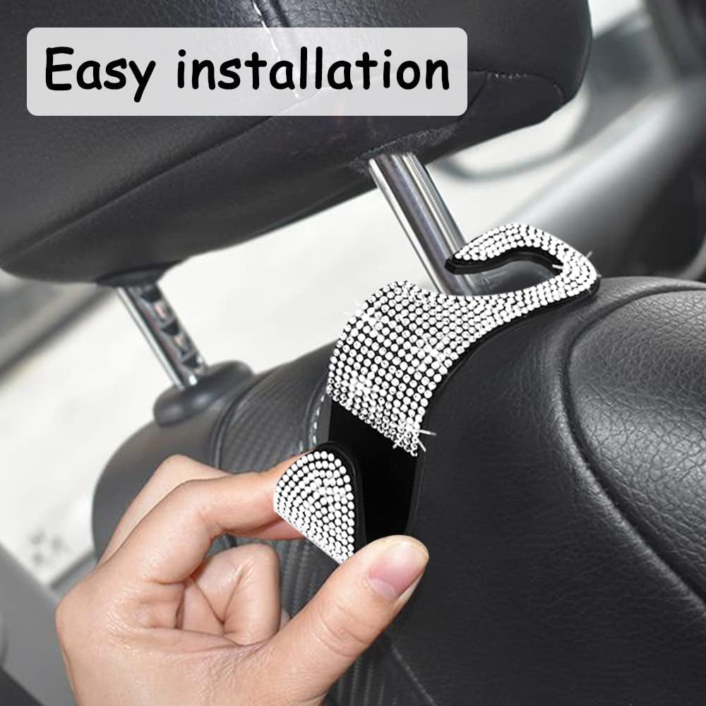 Bling Glasses Holder with Car Hooks, Car Glasses Case Crystal Sunglasses Holder for Car Sun Visor Sunglasses Storage Case Organizer