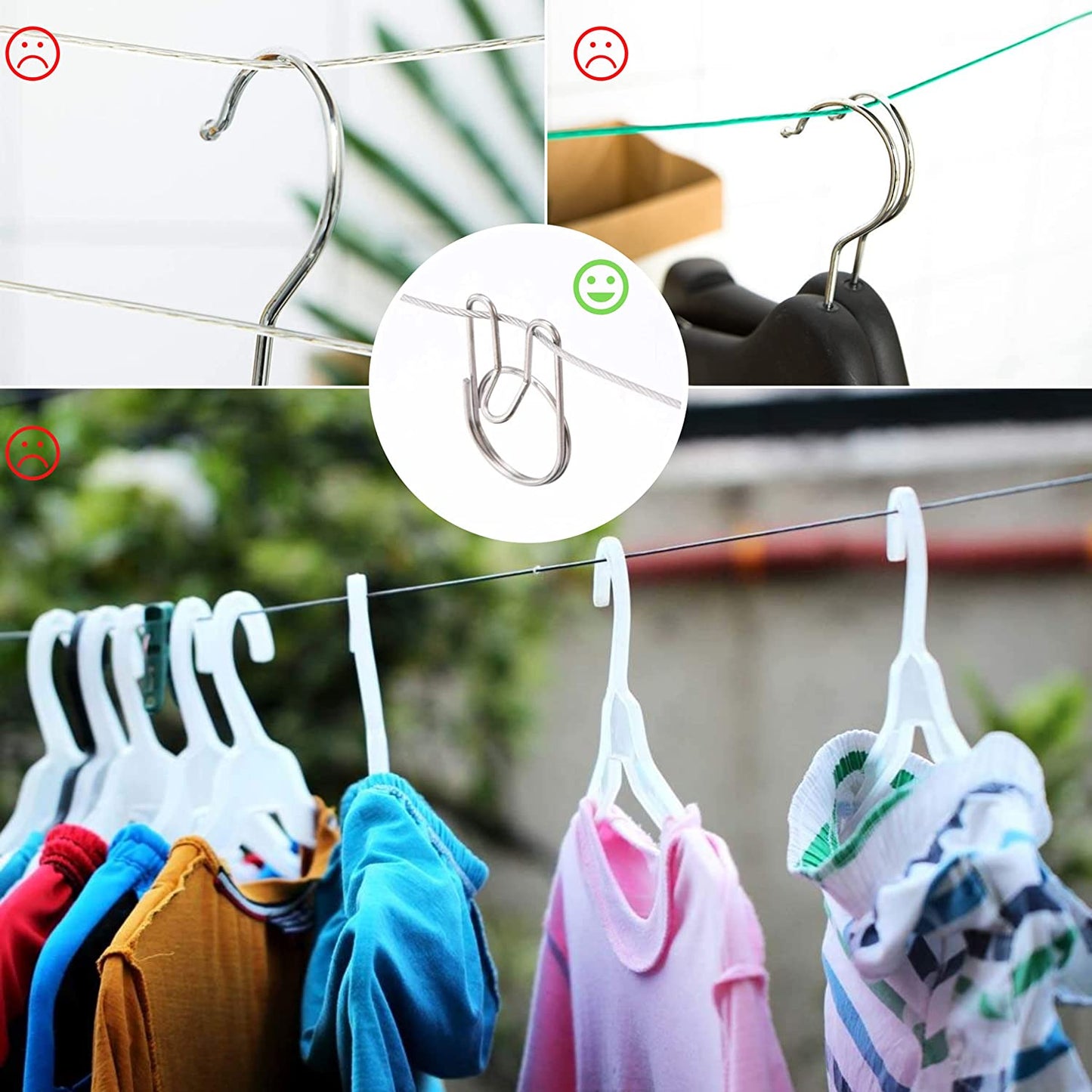 Wikki Washing Line Rope 30M, Clothes Steel Core Heavy Duty, Lines, Strong Lines Outdoor Garden for Outside, 30M Aprox 100Ft(Transparent), White (YTH-01)