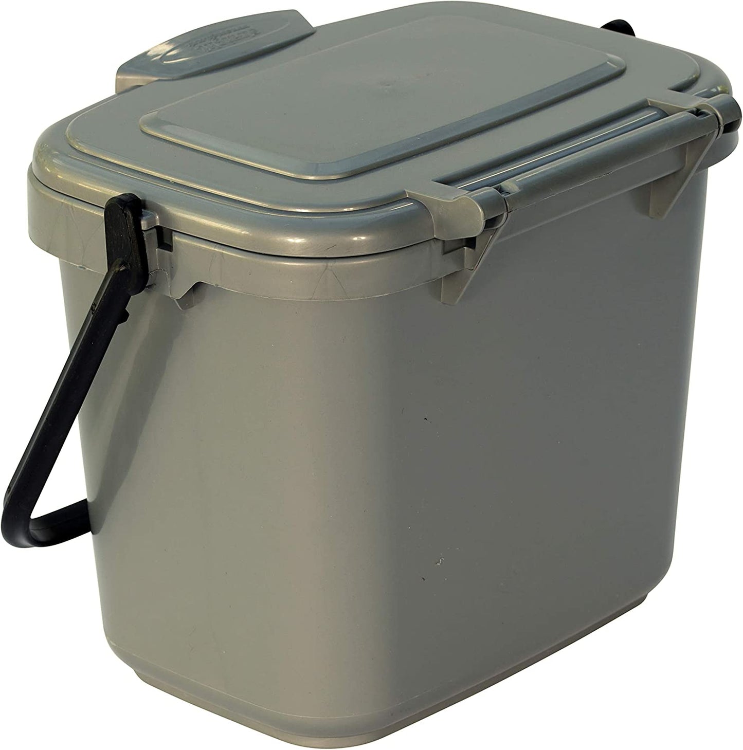 Silver Grey Kitchen Compost Caddy (5L - Small) - for Food Waste Recycling (5 Litre) - 5L Plastic Composting Bin