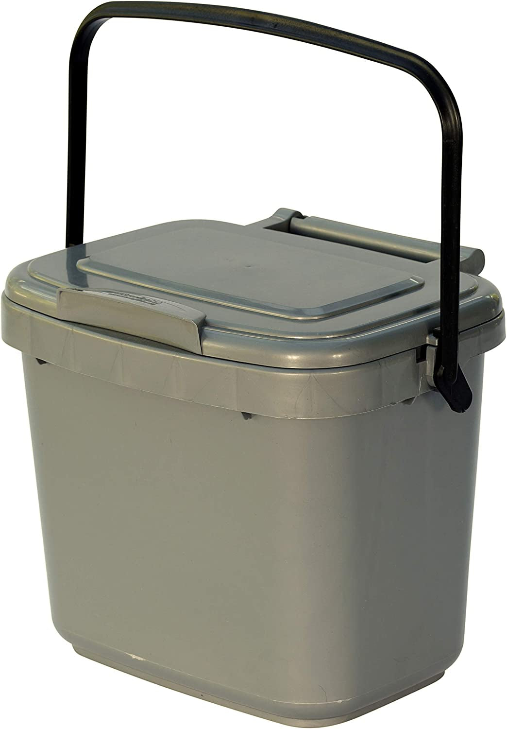 Silver Grey Kitchen Compost Caddy (5L - Small) - for Food Waste Recycling (5 Litre) - 5L Plastic Composting Bin