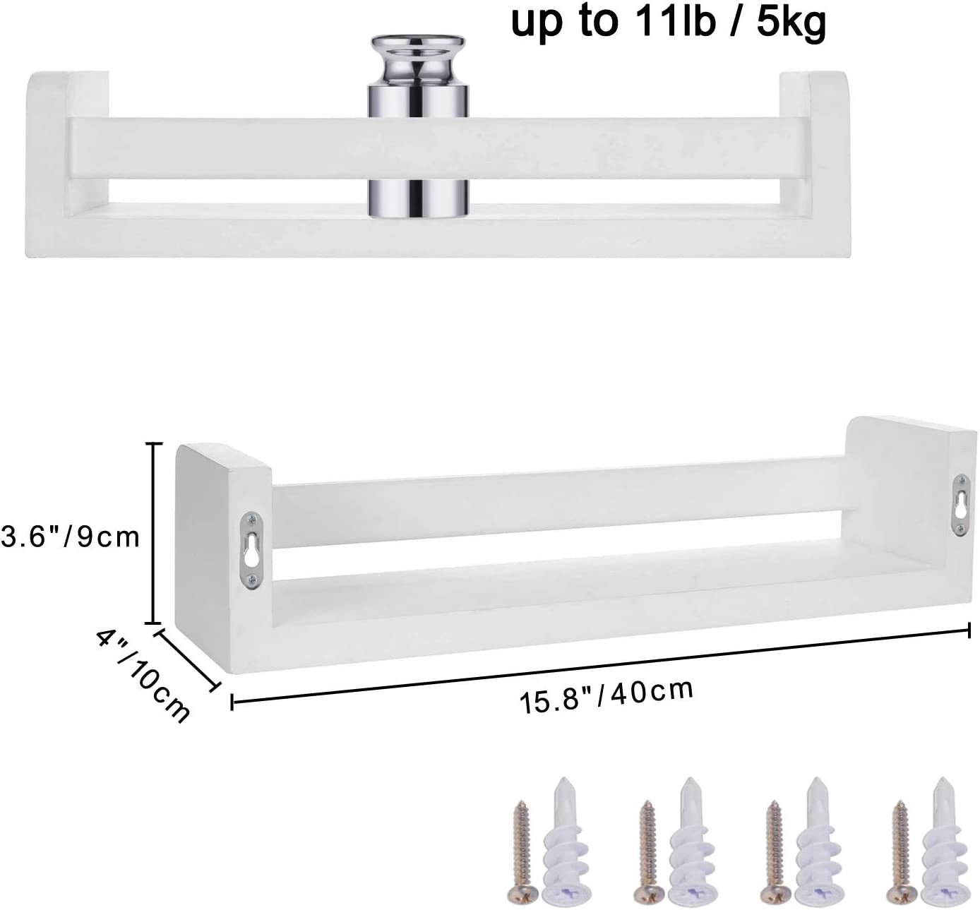 Floating Shelves Multi-Use Wall Shelf Bookshelf White Wood Display Shelf (2 Pack)
