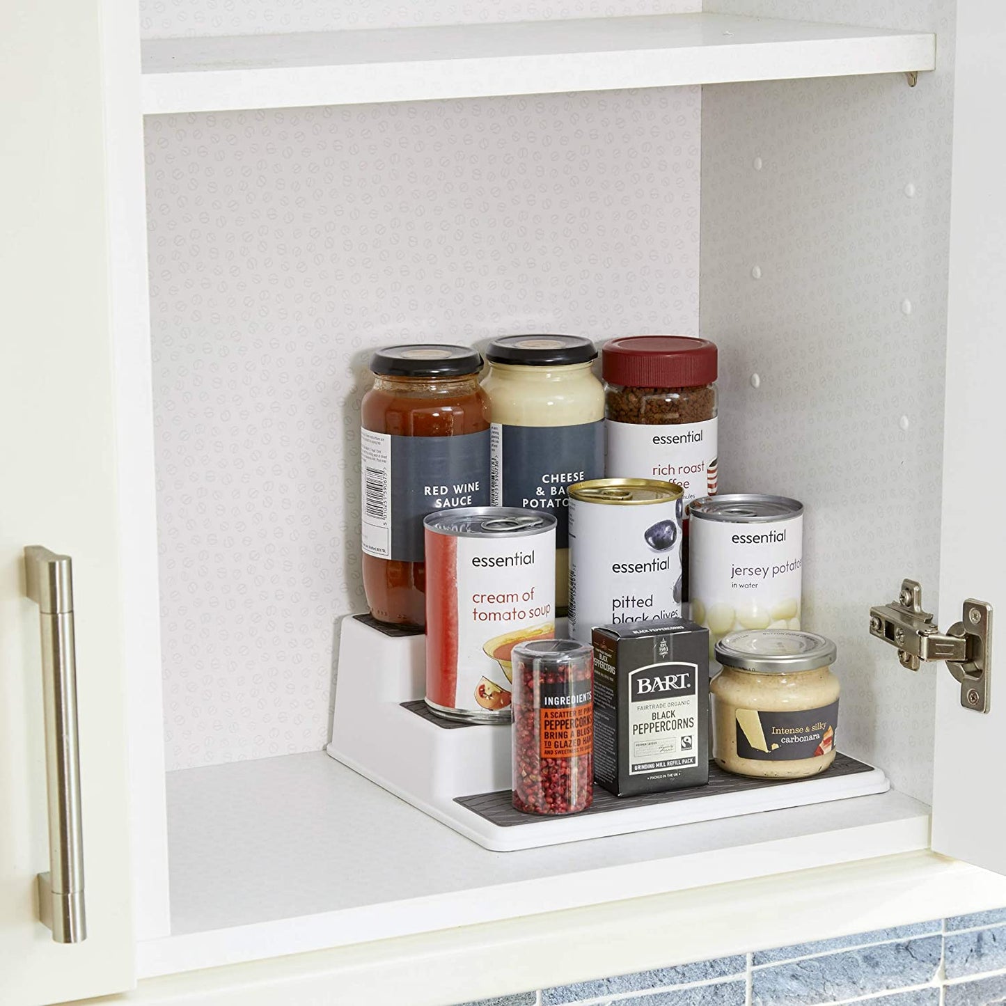 Basics 3-Tier Non-Slip Kitchen Cupboard / Shelf Organiser, 26 X 23 X 8.5 Cm (10" X 9" X 3.5")