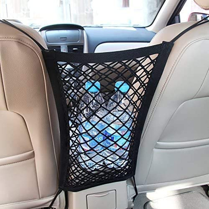 Universal Car Seat Storage Mesh/Organizer - Mesh Cargo Net Hook Pouch Holder for Bag Luggage Pets Children Kids Disturb Stopper