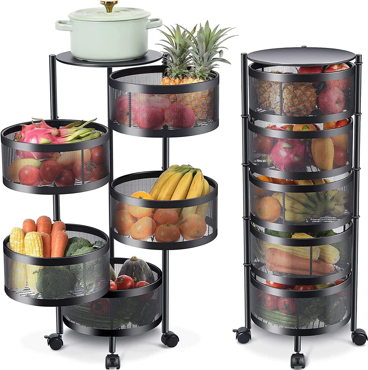 Rotating Storage Rack,Round Layered Storage Shelf,Multi-Layer Rotating Vegetable Storage Rack for Kitchen Living Room Bathroom Storage (5Layer)