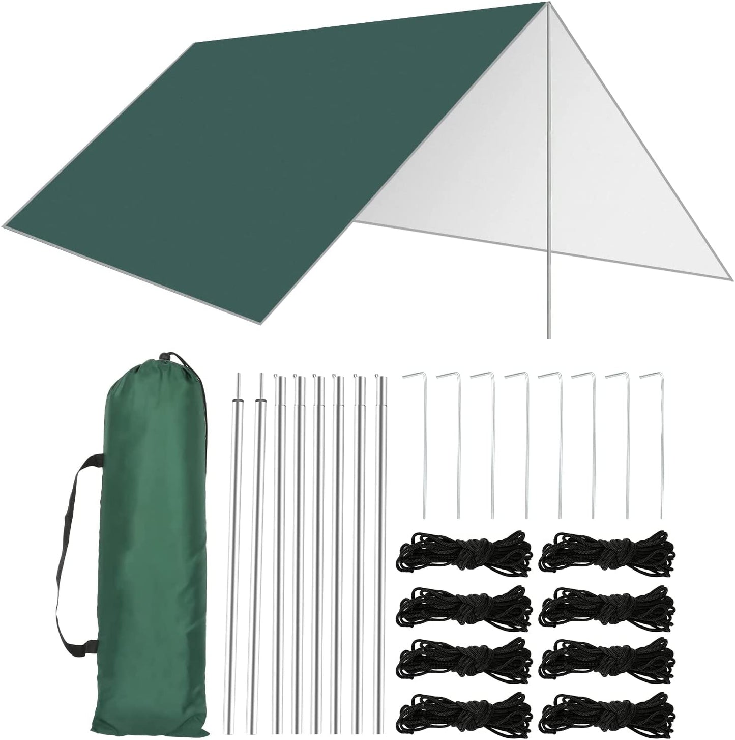 3M X 3M Hammock Rain Fly Tent Tarp Waterproof Windproof Snowproof Camping Tarp Camping Shelter Portable Anti-Uv Sun Shelter Basha Sunshade Tarpaulin Mat for Snow Beach Camping Outdoor Travel