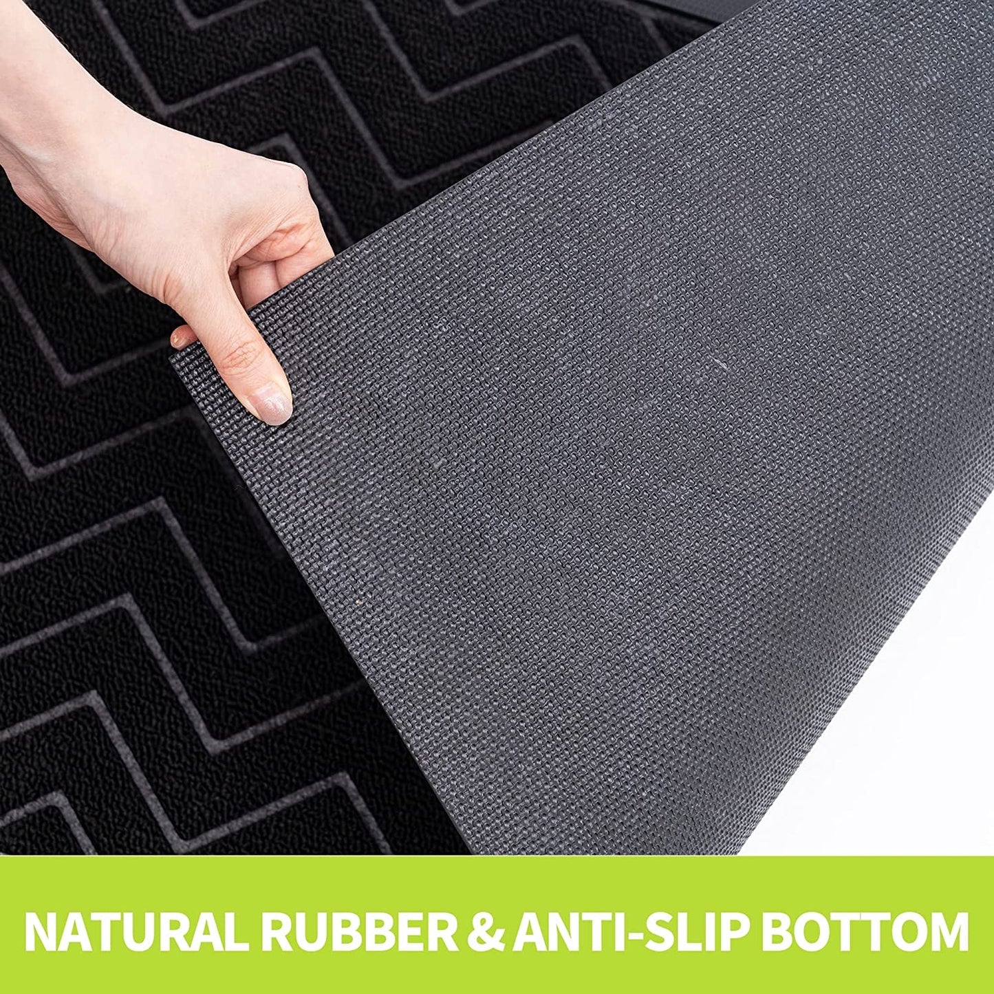 Amazon Brand - Heavy Duty Door Mat, Rubber Door Mats Outdoor & Indoor, Washable Welcome Mat, Durable Outdoor Mats for Front Door, Black, 40X60Cm