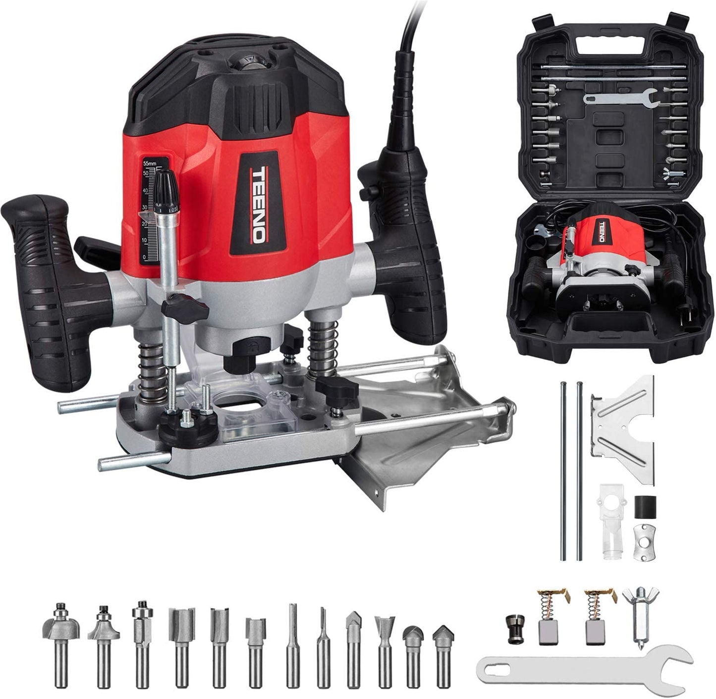 Electronic Wood Router 240V, 1200W Laminate Wood Working Joiners Tool, Compact Router with Trimmer Base…