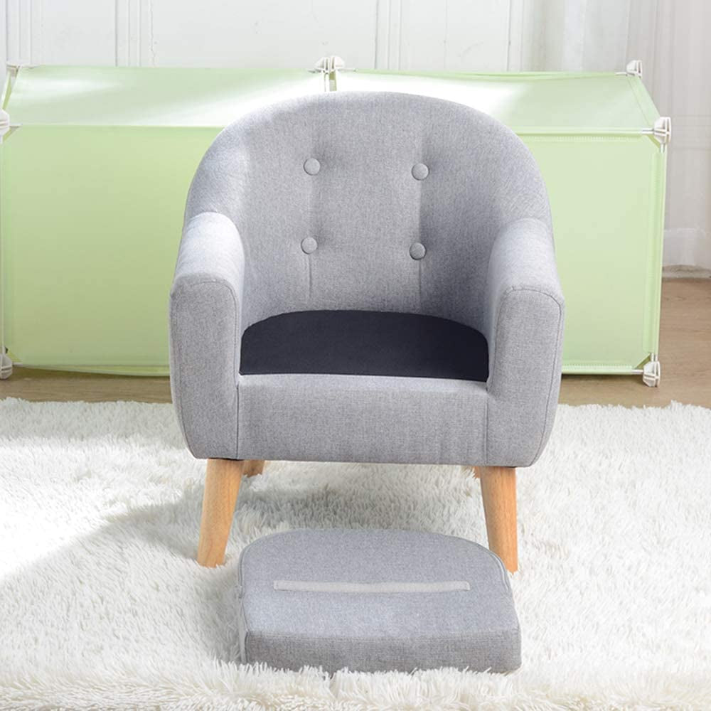Single Linen Fabric Kids Armchair, Toddler Sofa and Couch with Wooden Legs, Gift for Children under 4 Years Old