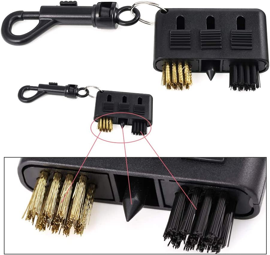 3 Pcs Golf Brush Golf Club Slot Cleaning Brush,Groove Cleaner Restorer Golf Groove Sharpener with Clip,Retractable Pocket Size Groove Cleaning Ball Shoes Kit Tool
