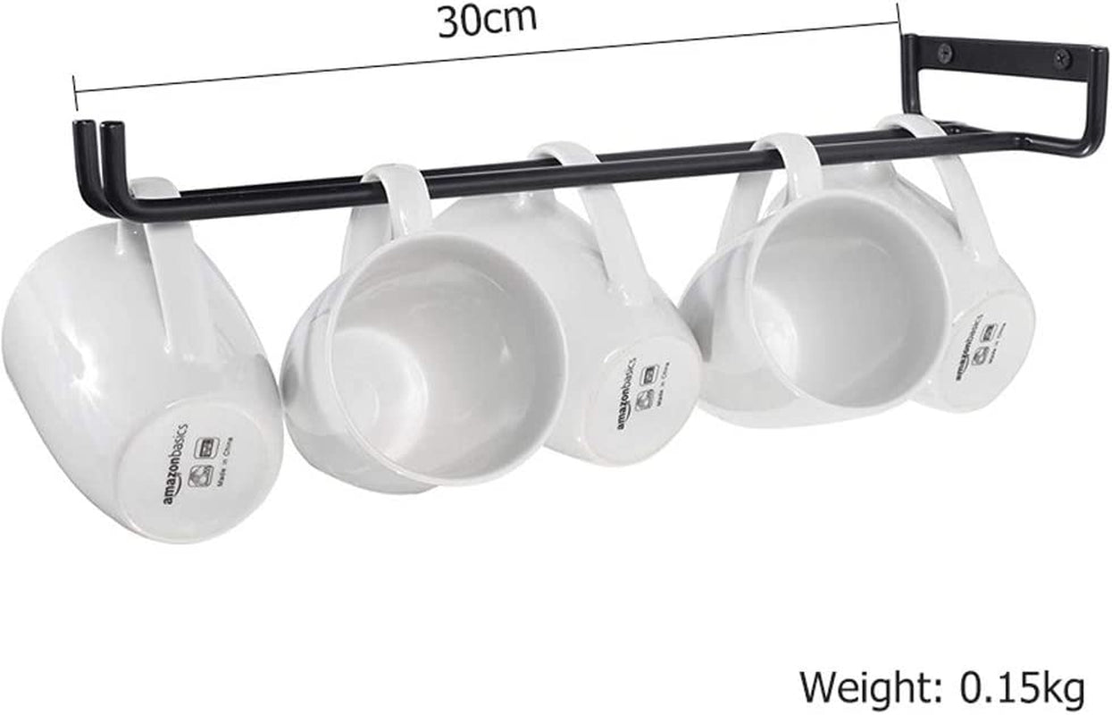 Wine Glass Racks Wall Mounted Hanging Rack Shelf Wine Cup Display Stand for Cabinet and Bar Black 30Cm(4 Pcs)