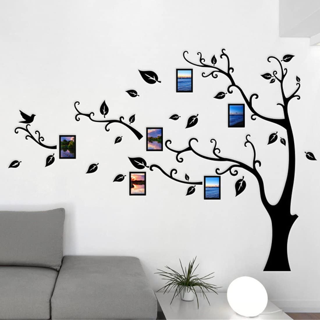Tree Wall Stickers 3D DIY Tree Wall Decal Art Murals Large Family Photo Frames Tree Decoration for Living Room Bedroom Kindergarten Nursery Restaurant Home Decor
