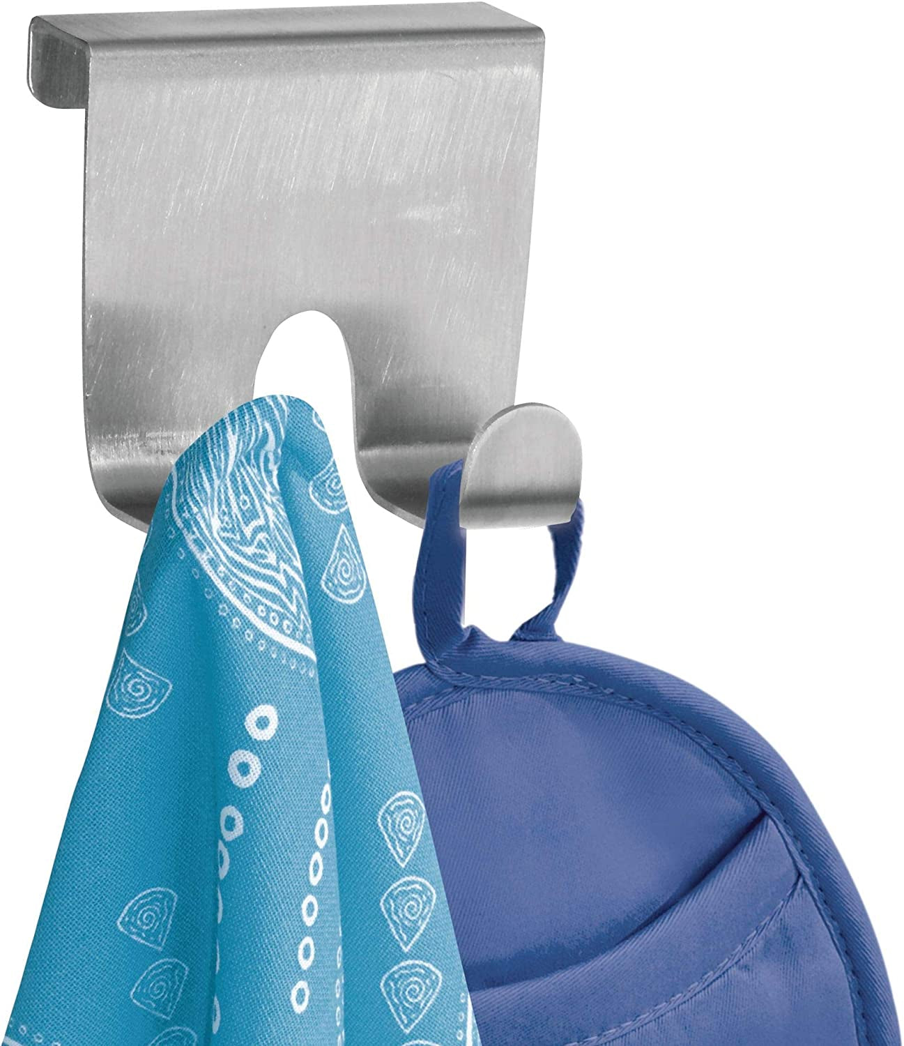 Idesign Forma over Door Hook, Small Stainless Steel Towel Hanger, Towel Hook Rack, Silver