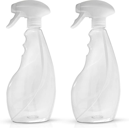 Large 500Ml Spray Bottles for Cleaning Solutions and Gardening, Plant, Water, Durable Trigger Sprayer, Refillable, Spray Bottle for Hair, All Directions, Clear Plastic Bottle 2X 500Ml