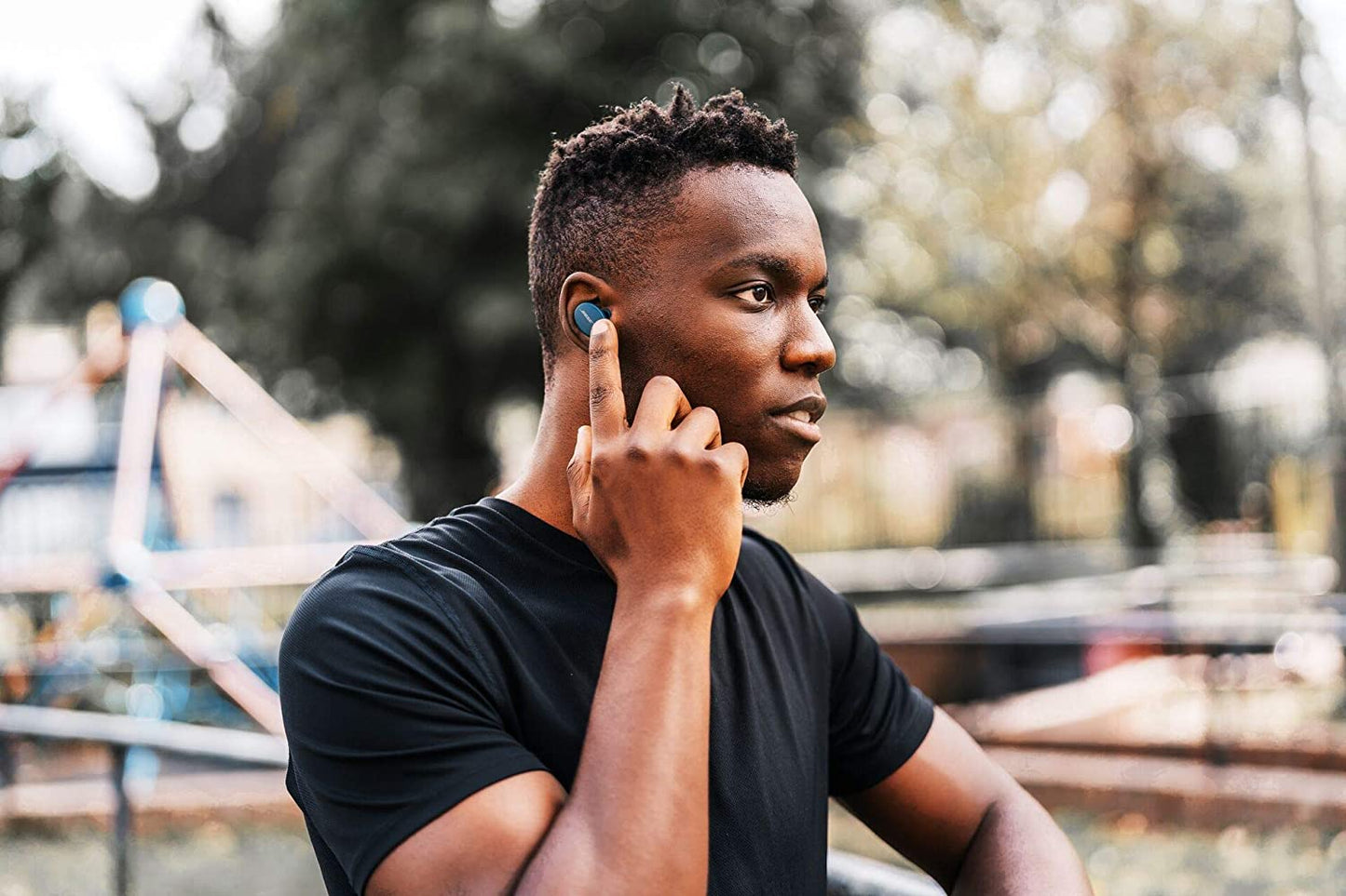 Sport Earbuds—True Wireless Earphones—Bluetooth Headphones for Workouts and Running—Baltic Blue