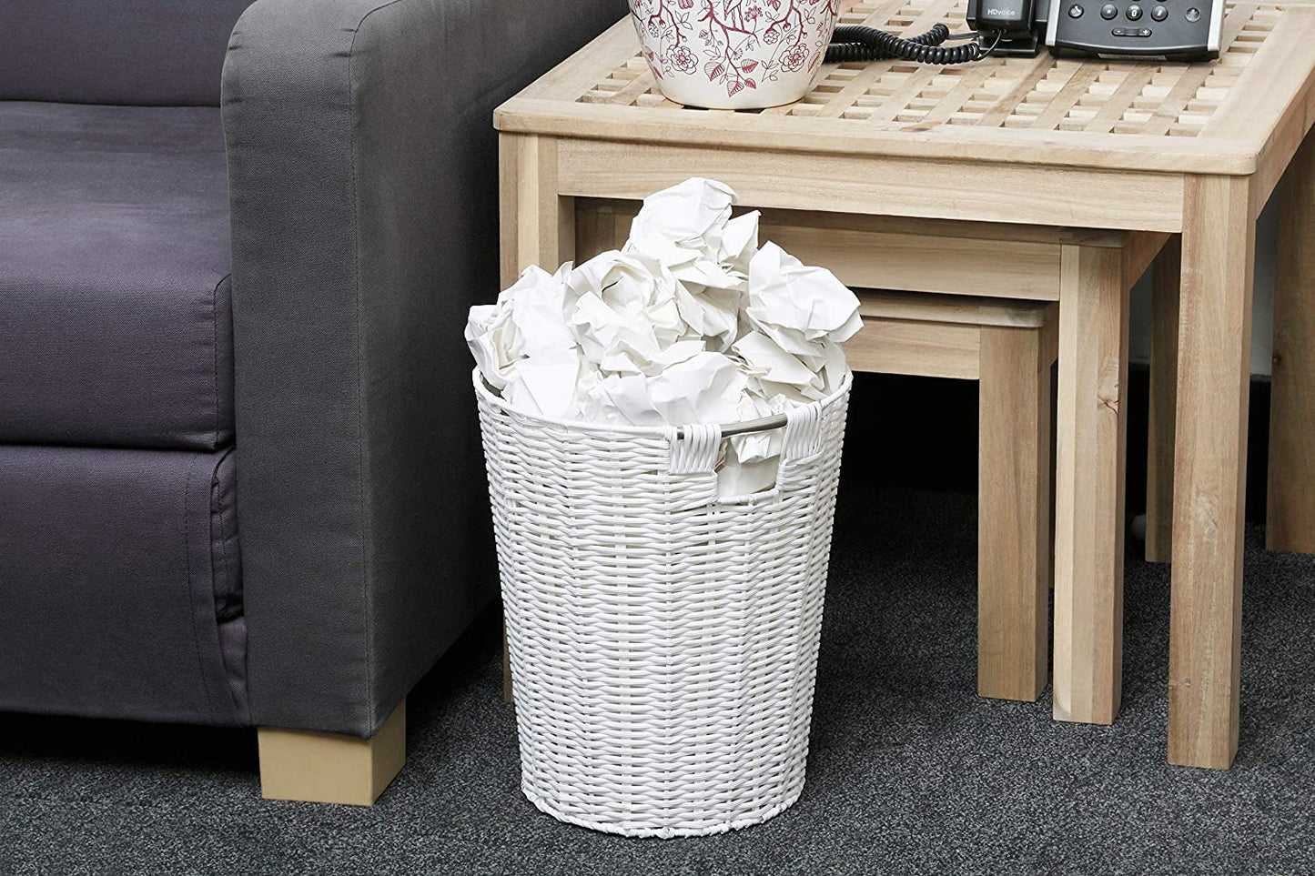 White Resin Plastic Strong round Waste Paper Bin/Basket/Storage -Ideal for Home, Office, Hotels