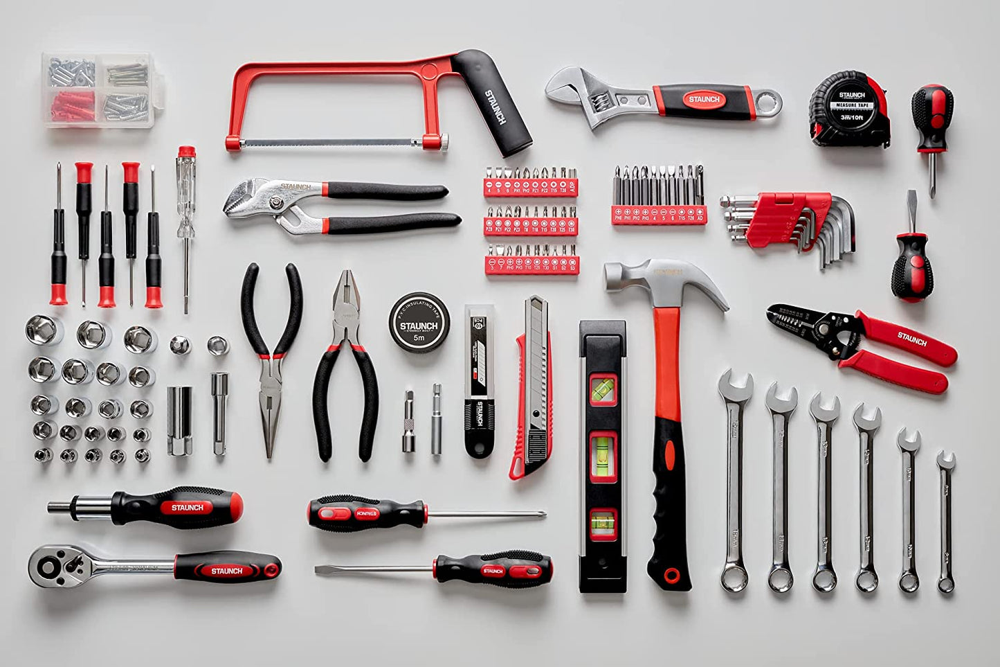200 Piece Home and Office Toolkit Set | Complete Starter Tool Kit Set & Organiser Tool Box with Tools Included | General Household Tool Kits for Home with DIY Tools in Tool Case