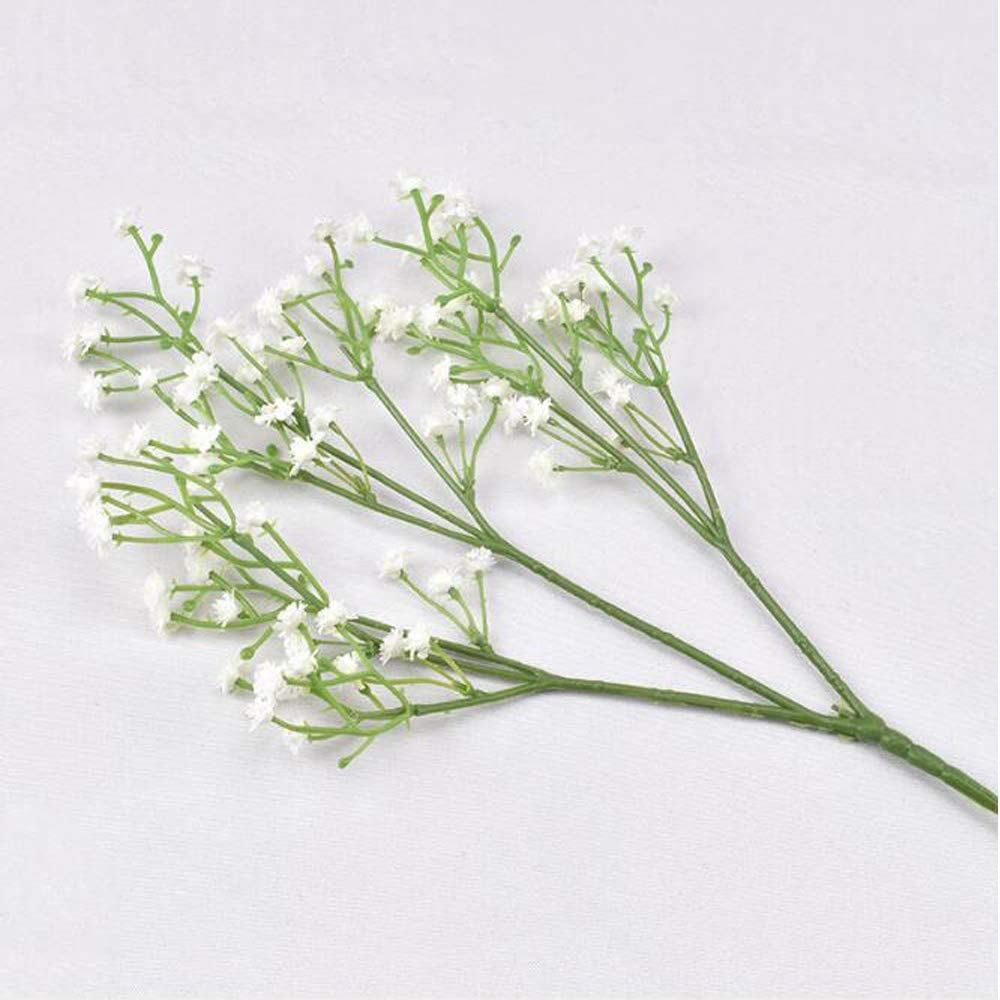 5Pcs Artificial Flowers, Fake Flowers Silk Plastic Artificial Gypsophila Realistic Flower Arrangements Wedding Decoration Table Centerpieces(White)