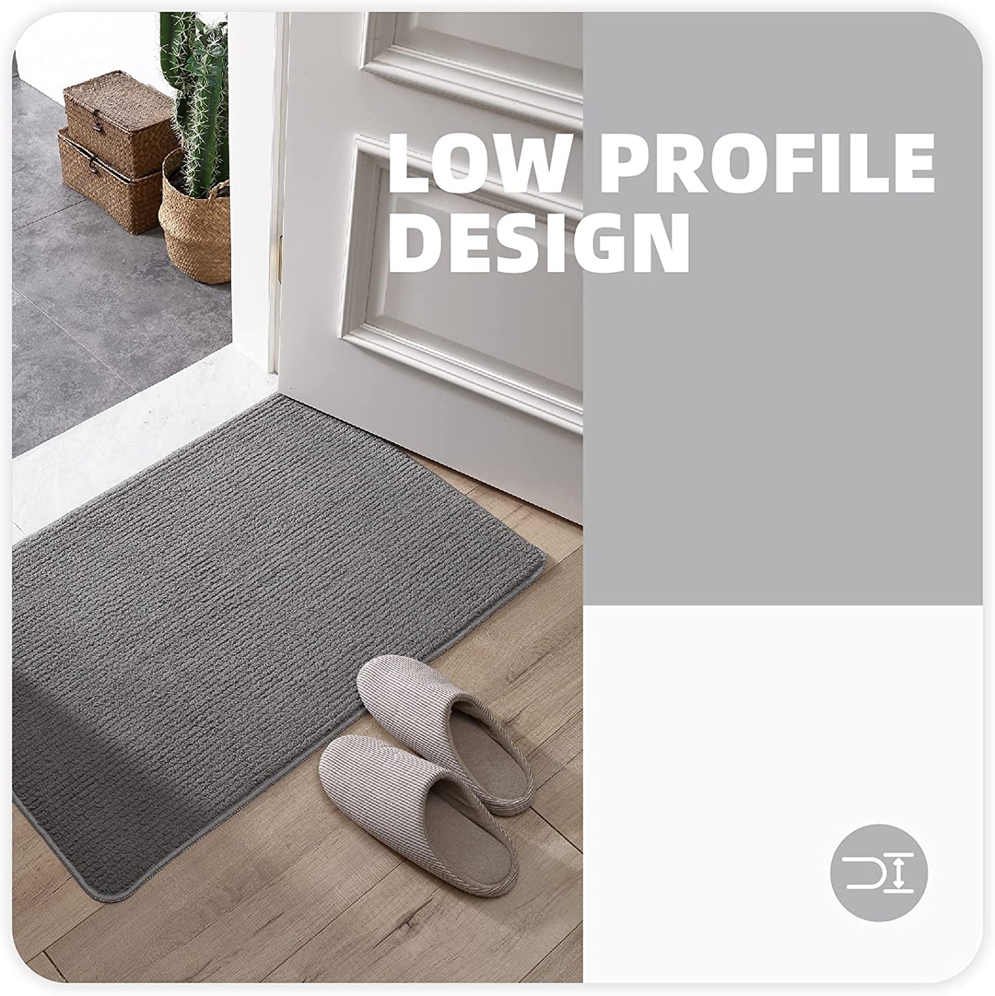 Color G Door Mat 50 X 80 Cm, Front Door Mat Indoor Washable, Doormat Indoor Dirt Trapper Non-Slip, Absorbent inside Entrance Rug Floor Mat for Entryway, Patio, Indoor, Outdoor, Pets and Dogs (Grey)
