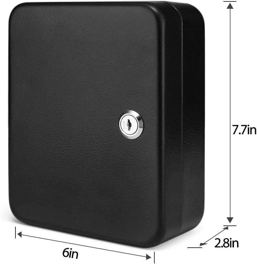 Key Cabinet Key Lock Box Wall Mount with 40 Key Holder Organizer Locker Case, Colored Key Tags & Hooks Wall Mounted Lock Box for Keys Storage, Homes, Property, Hotels, Business (Black)
