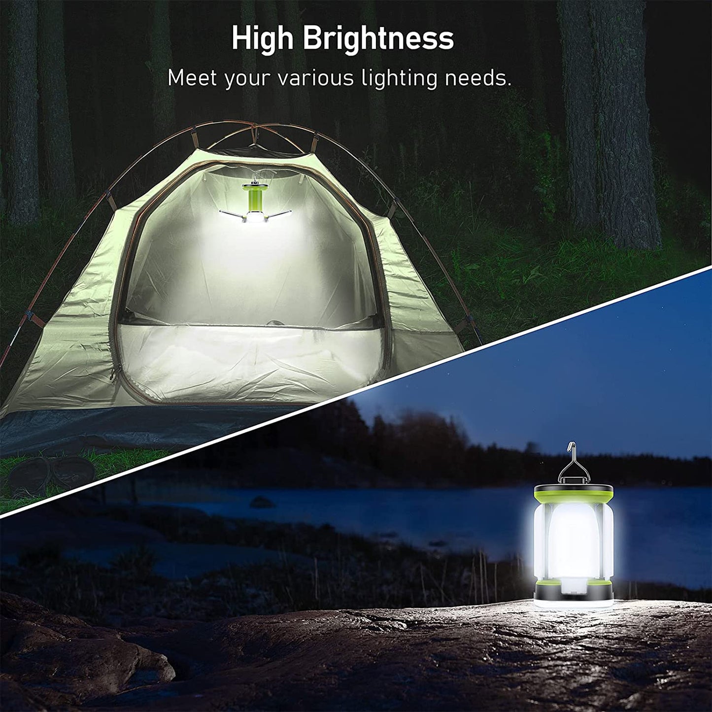 Camping Lantern Rechargeable, Camping Lights Lamp - 7 Light Modes 60 LED Ultra Bright LED Tent Light 10+ Hrs Battery Life for Camping, Emergency, Fishing, Hiking Etc.