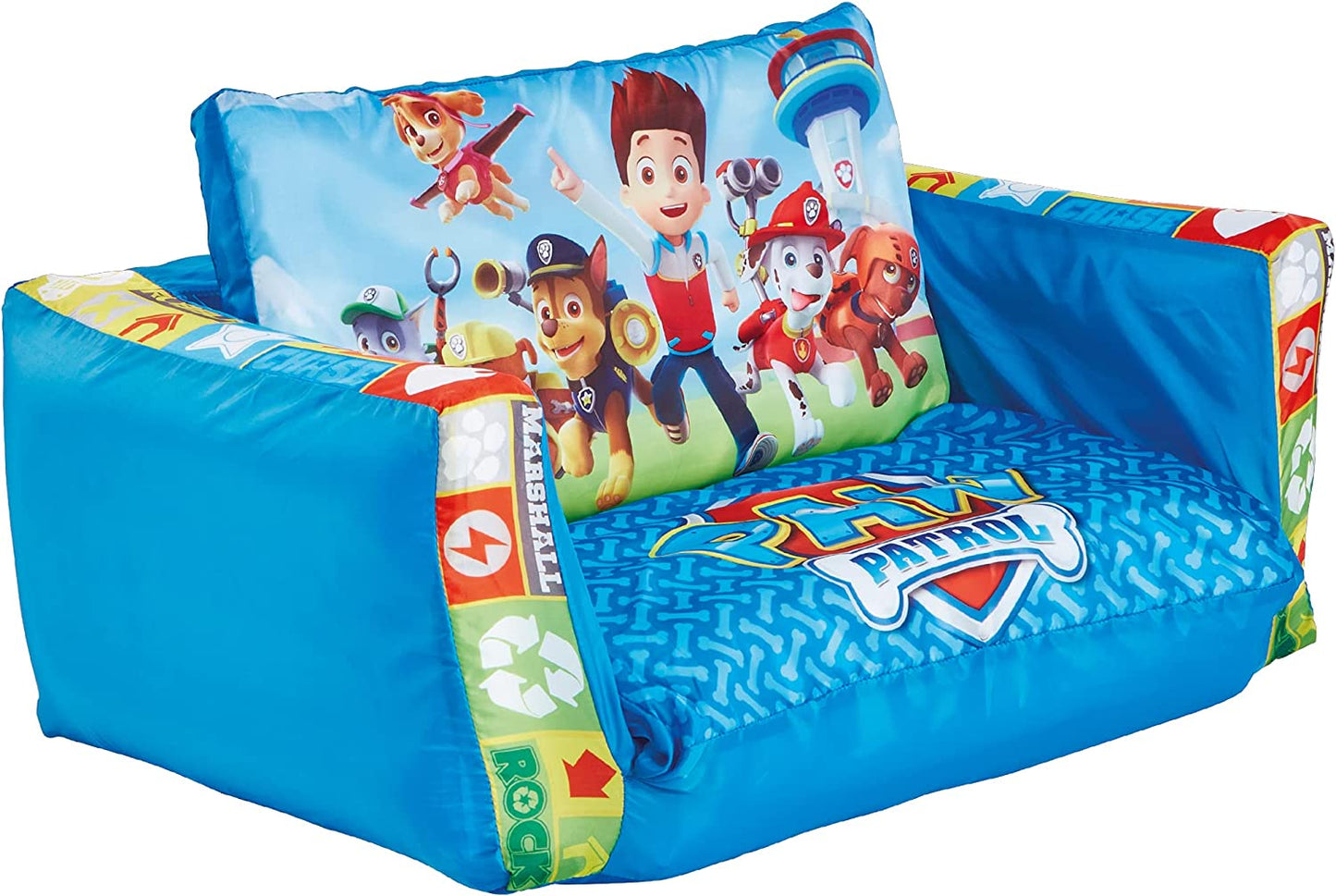 2 in 1 Inflatable Flip Out Mini Sofa and Lounger, Fabric, Blue, 105X68X26 Cm