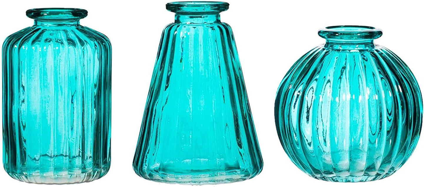 Sass & Belle Turquoise Glass Bud Vases - Set of 3