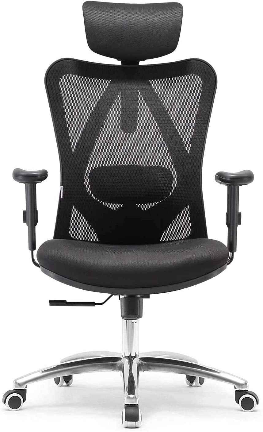 Office Desk Chair, Ergonomic Computer Office Chair with Adjustable Headrest and Lumbar Support,High Back Executive Swivel Chair (Black)