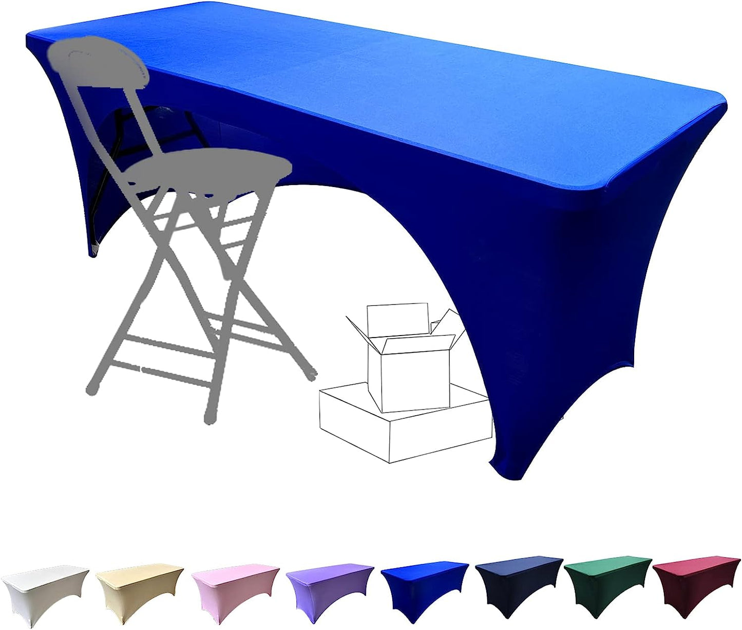Stretchable Tablecloths 6Ft for Rectangle Tables with Open Back, Fitted Spandex Rectangular Patio Table Covers, Wedding, Party, Kitchen, Beauty Event Decoration-Black